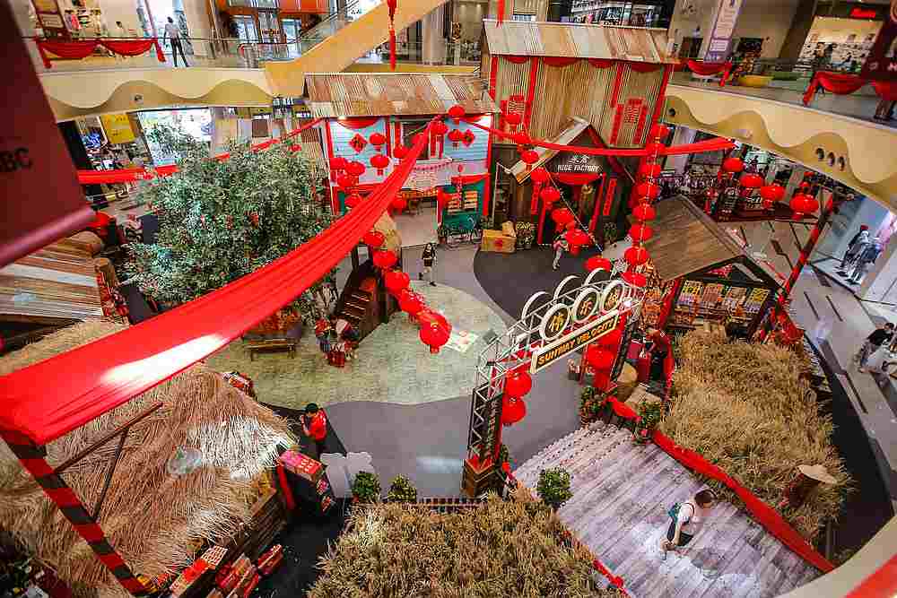 Paying homage to rice this CNY, Sunway Velocity’s mall decided to recreate an old paddy village this year. — Picture by Hari Anggara 