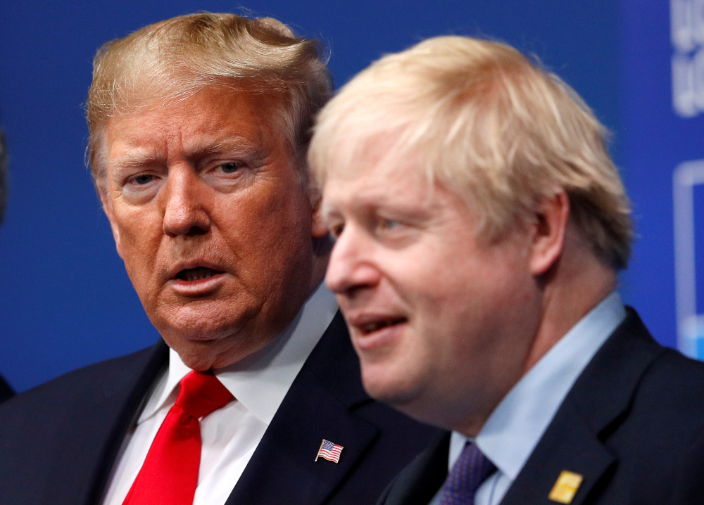 Britainu00e2u20acu2122s Prime Minister Boris Johnson welcomes US President Donald Trump at the Nato leaders summit in Watford, Britain December 4, 2019. u00e2u20acu201d Reuters pic