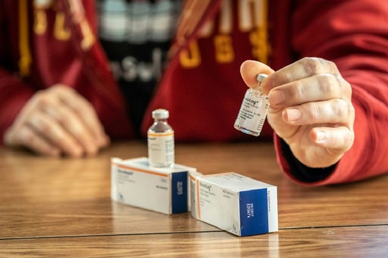 Travis Paulson looks at NovoRapid (Canada) and NovoLog (US), a replacement insulin drug at his house in Eveleth, Minnesota January 16, 2020. u00e2u20acu201d AFP pic