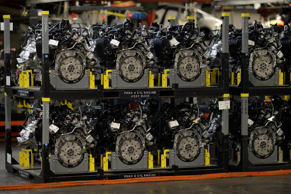 Pre-assembled engines are stacked and ready for installation at Nissan Motor Cou00e2u20acu2122s automobile manufacturing plant in Smyrna, Tennessee, US, August 23, 2018. u00e2u20acu201d Reuters pic