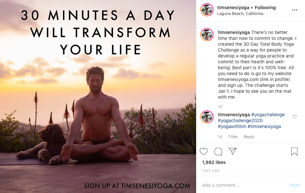 Tim Senesi on Instagram. u00e2u20acu201d Picture via Instagram/@timsenesiyoga
