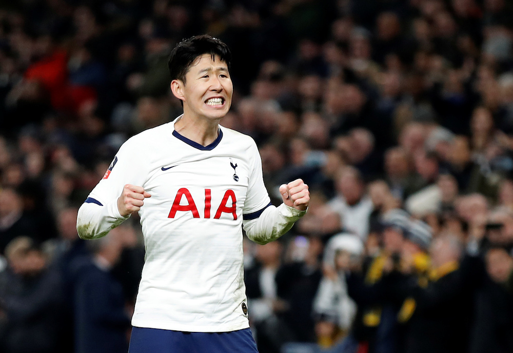 Tottenham Hotspur's Son Heung-min celebrates scoring their third goal Tottenham Hotspur Stadium, London February 5, 2020. u00e2u20acu201d Reuters pic