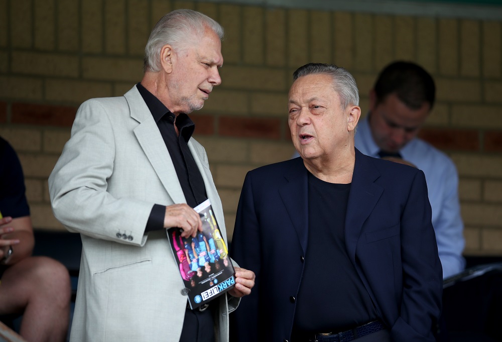 West Ham owners David Gold and David Sullivan during the pre-season match at Adams Park, Wycombe July 14, 2018. u00e2u20acu201d Picture by PA Images via Reuters 