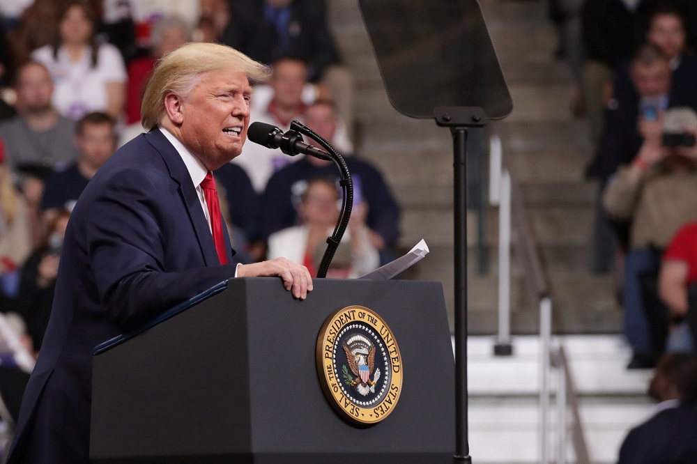 US President Donald Trump rallies with supporters in Manchester, New Hampshire February 10, 2020. u00e2u20acu201d Reuters pic