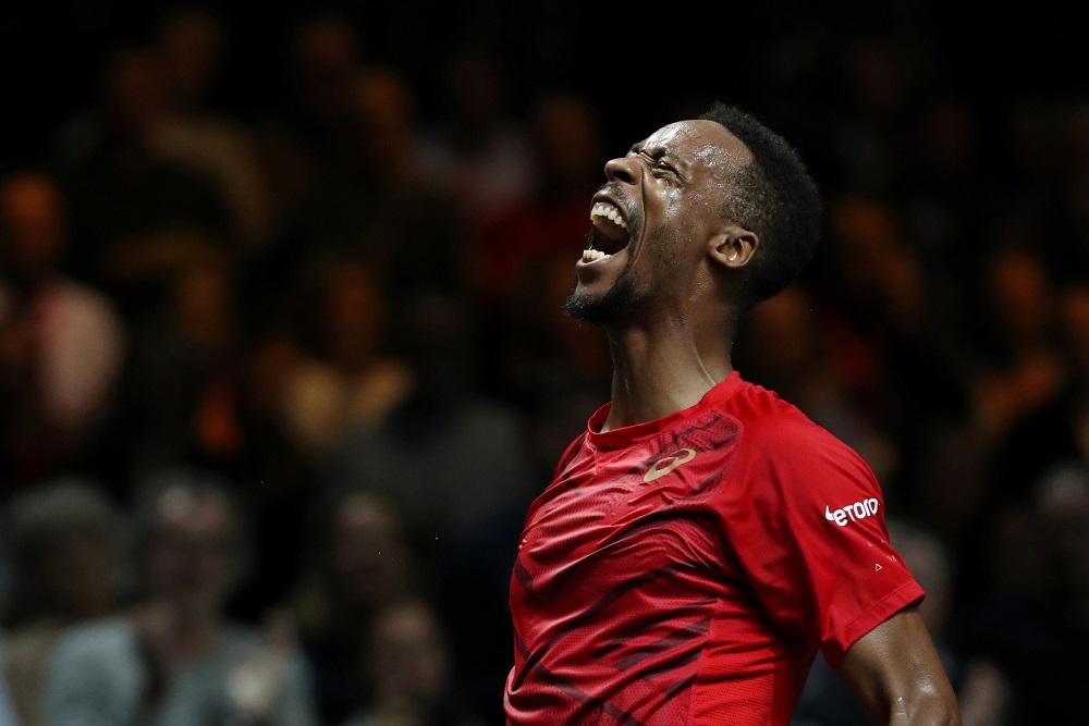 Gael Monfils celebrates after winning his final match against Felix Auger-Aliassime in Rotterdam, Netherlands February 16, 2020.  u00e2u20acu201d Reuters pic