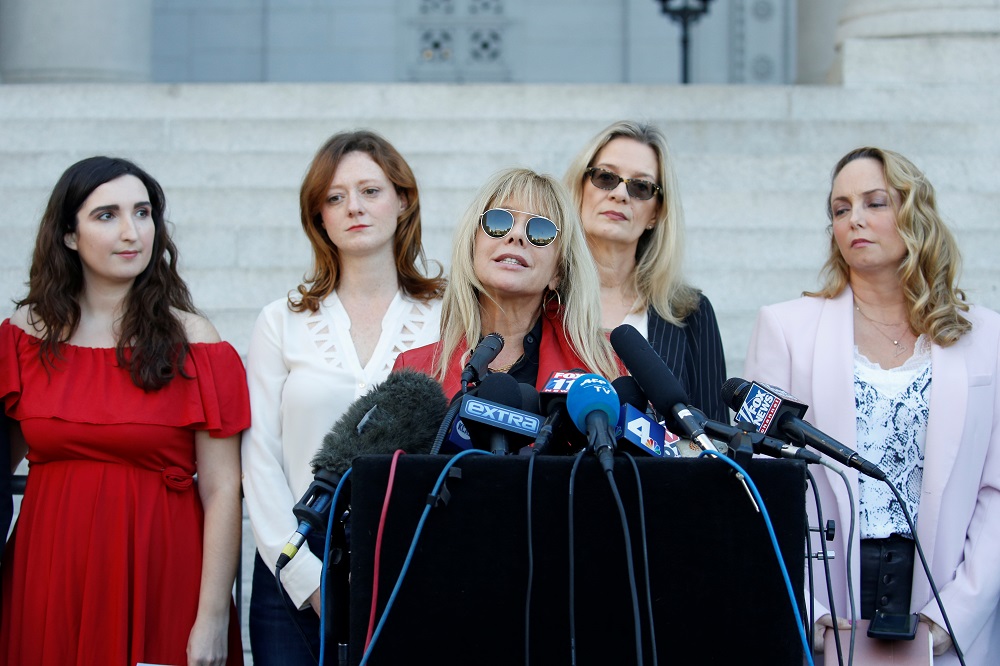 Rosanna Arquette speaks with u00e2u20acu02dcThe Silence Breakersu00e2u20acu2122 Sarah Ann Masse, Lauren Ou00e2u20acu2122Connor, Louise Godbold and Louisette Geiss, during a news conference outside Los Angeles City Hall February 25, 2020. u00e2u20acu201d Reuters pic