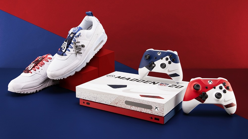 The Nike x Madden Air Max 90s, NFL 20 Xbox One X, and special edition controllers. u00e2u20acu201d Picture courtesy of Xbox/Nike/Electronic Arts
