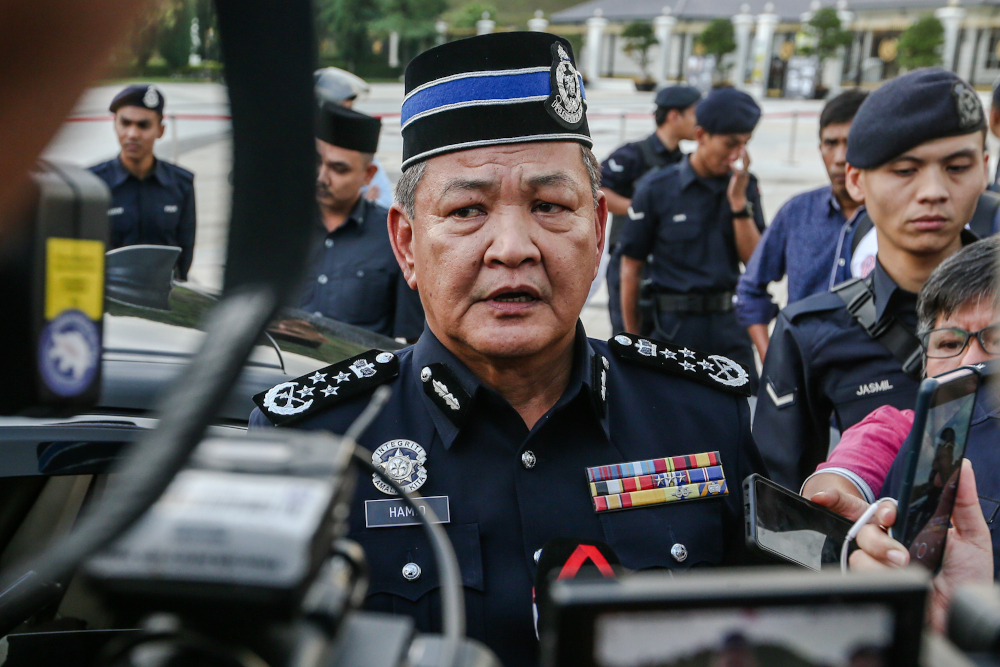 Inspector-General of Police Tan Sri Abdul Hamid Bador speaks to reporters at the Istana Negara February 24, 2020. u00e2u20acu201d Picture by Firdaus Latif
