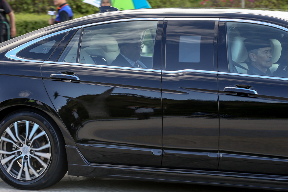 Tun Dr Mahathir Mohamad arrives at Istana Negara February 24, 2020. u00e2u20acu201d Picture by Firdaus Latif