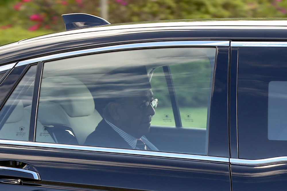 Tun Dr Mahathir Mohamad arrives at Istana Negara February 24, 2020. u00e2u20acu201d Picture by Firdaus Latif
