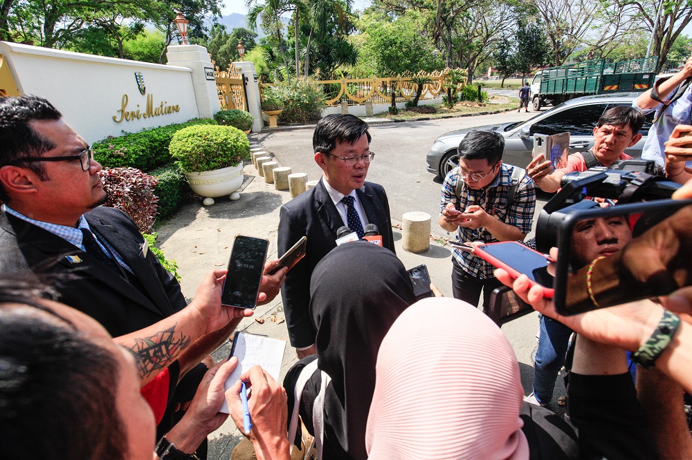 Penang Chief Minister Chow Kon Yeow addresses the media outside Seri Mutiara, the Penang Governoru00e2u20acu2122s residence, in George Town February 25, 2020. u00e2u20acu201d Picture by Sayuti Zainudin