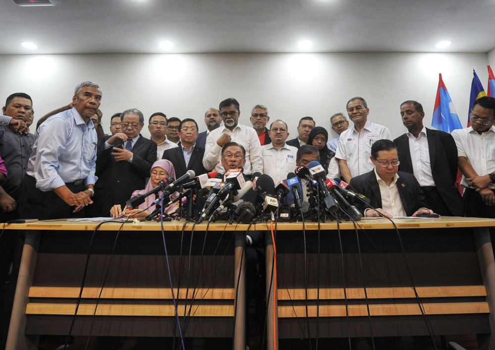 PKR president Datuk Seri Anwar Ibrahim speaks to the media during a Pakatan Harapan press conference of at PKR headquarters in Petaling Jaya February 26, 2020. u00e2u20acu201d Picture by Shafwan Zaidon