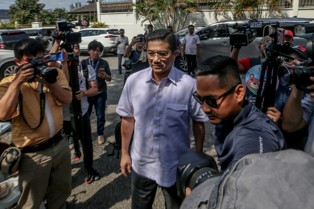 Datuk Seri Mohamed Azmin Ali is pictured in front of Tan Sri Muyhiddin Yassin’s house in Bukit Damansara February 29, 2020. — Picture by Firdaus Latif