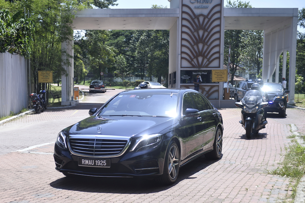Tun Dr Mahathir Mohamad is seen leaving his private residence at Seri Kembangan February 29, 2020. u00e2u20acu201d Picture by Miera Zulyana
