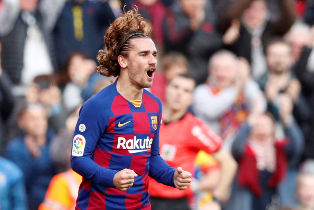 Barcelona's Antoine Griezmann celebrates scoring their first goal against Getafe at Camp Nou February 15, 2020. u00e2u20acu201d Reuters pic