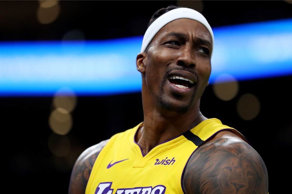 Dwight Howard of the Los Angeles Lakers reacts to a foul called against him during the second half of the game against the Boston Celtics at TD Garden in Boston January 20, 2020. u00e2u20acu201d AFP pic