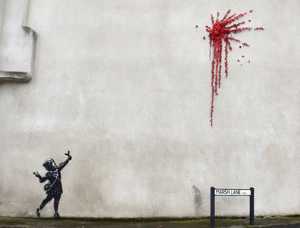 A suspected new mural by artist Banksy is pictured in Marsh Lane in Bristol, Britain February 13, 2020. u00e2u20acu201d Reuters pic