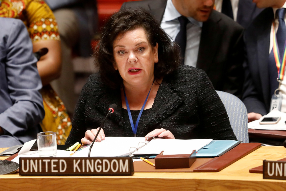 Karen Pierce, Britainu00e2u20acu2122s Ambassador to the United Nations, addresses the UN Security Council June 26, 2019. u00e2u20acu201d Reuters picnn