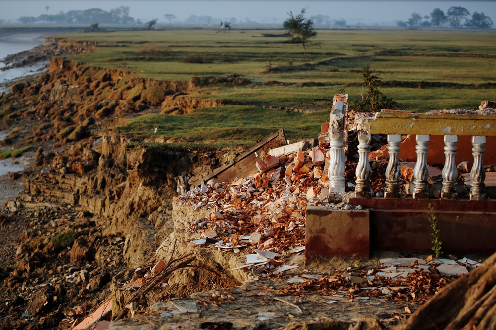 The ruins of a monastery are seen after a riverbank collapsed into the water in Ta Dar U village, Bago, Myanmar February 6, 2020. u00e2u20acu2022 Reuters pic