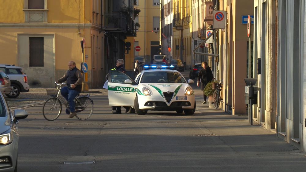 A police car is seen in the village of Codogno after officials told residents to stay home and suspend public activities as 14 cases of coronavirus are confirmed in northern Italy, February 21, 2020. u00e2u20acu201d REUTERS TV picture via Reuters