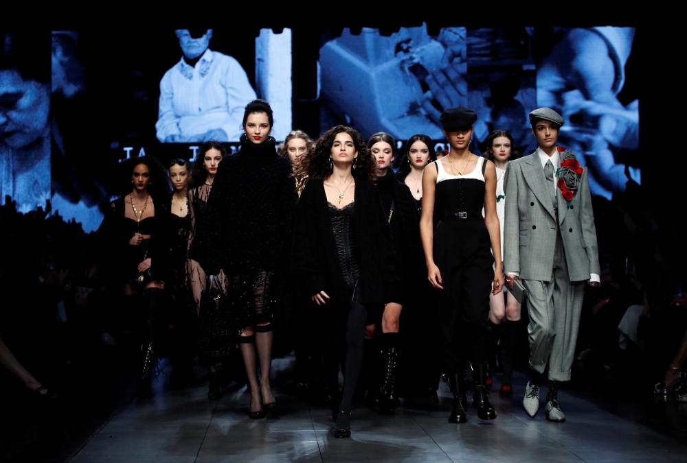 Models present creations from the Dolce & Gabbana Autumn/Winter 2020 collection during Milan Fashion Week in Milan February 23, 2020. u00e2u20acu2022 Reuters pic