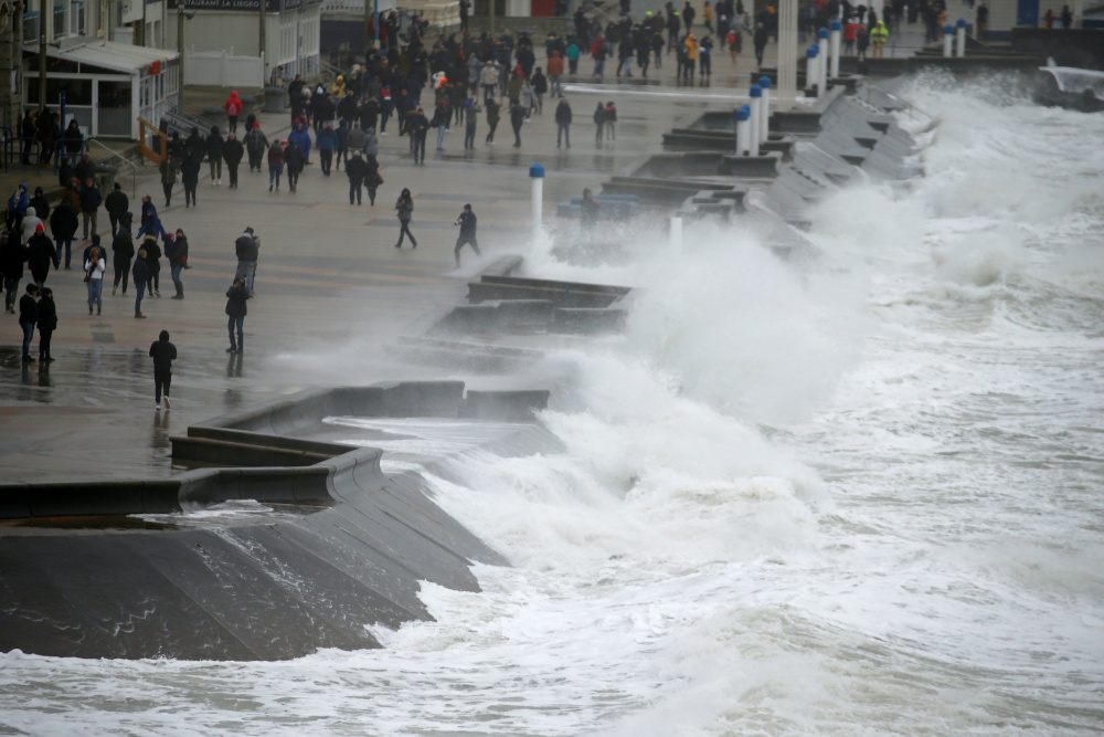 Waves crash against the breakwater during Storm Ciara at Wimereux, France, February 9, 2020. u00e2u20acu201d Reuters pic 