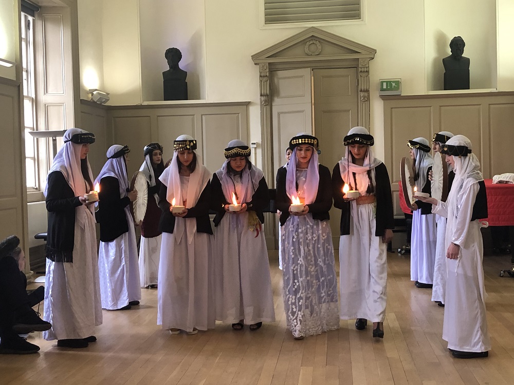 Members of the Yazidi choir perform traditional music at the Trinity Laban Conservatoire of Music and Dance in Greenwich, London February 3, 2020. u00e2u20acu201d Thomson Reuters Foundation pic