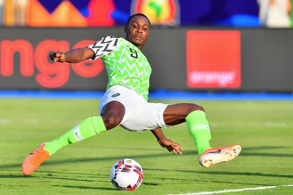 In this file photo taken on July 6, 2019 Nigeria's forward Odion Ighalo attempts a shot during the 2019 Africa Cup of Nations (CAN) Round of 16 football match between Nigeria and Cameroon at the Alexandria Stadium in the Egyptian city. u00e2u20acu201d AFP pic