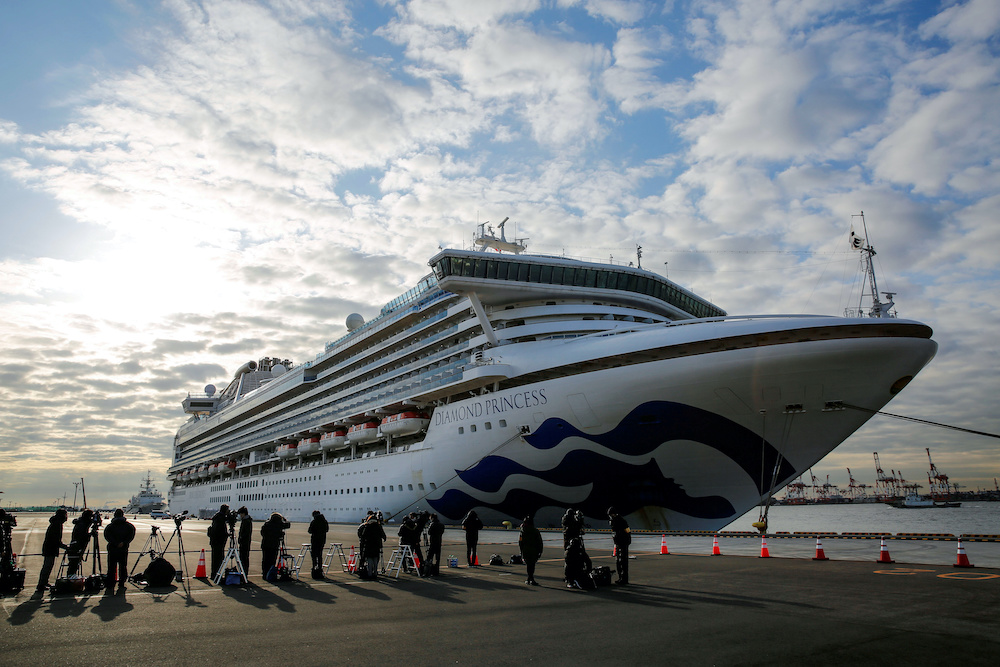 Journalists are pictured next to the cruise ship Diamond Princess, anchored at Daikoku Pier Cruise Terminal in Yokohama, Japan, Feb. 7, 2020. u00e2u20acu201d Reuters picnn