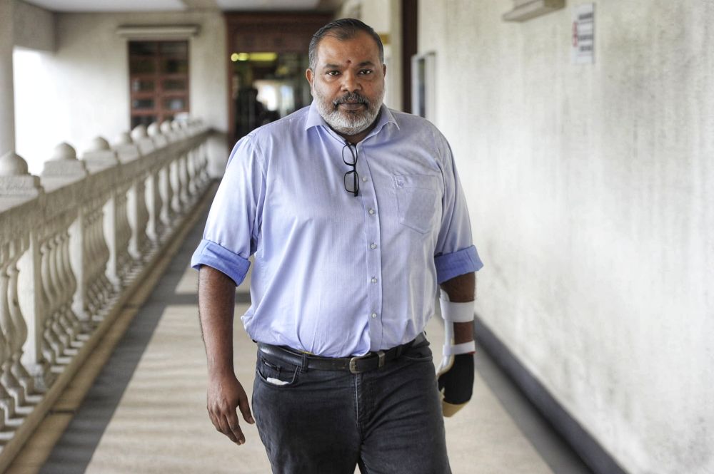 Businessman M. Kumaraguru M. Muthusamy is pictured at the Kuala Lumpur High Court February 19, 2020. — Picture by Shafwan Zaidon