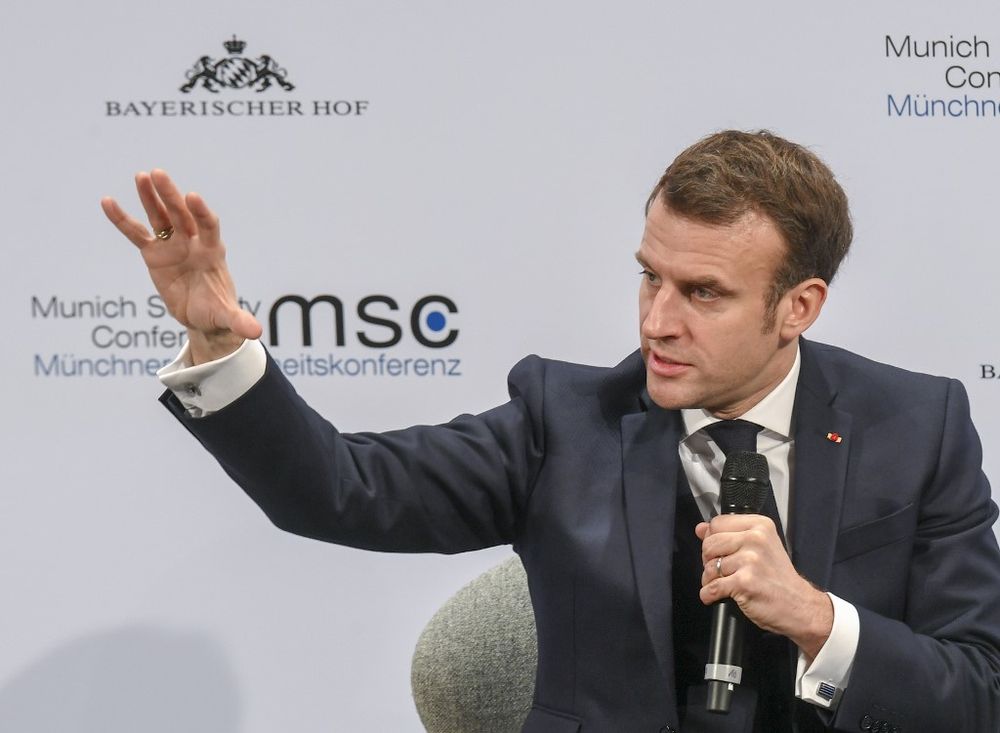 Franceu00e2u20acu2122s President Emmanuel Macron addresses the audience on the podium during the 56th Munich Security Conference (MSC) in Munich, southern Germany, on February 15, 2020. u00e2u20acu201d AFP pic