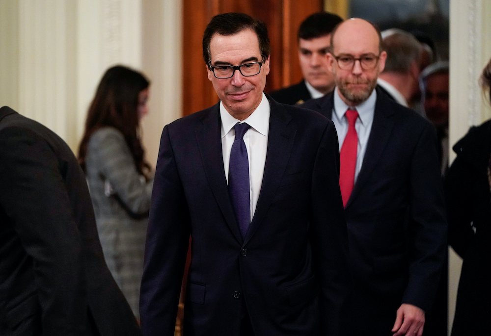 US Secretary of the Treasury Steven Mnuchin arrives before US President Donald Trump delivers a statement about his acquittal in the East Room of the White House in Washington, US, February 6, 2020. u00e2u20acu201d Reuters picnn