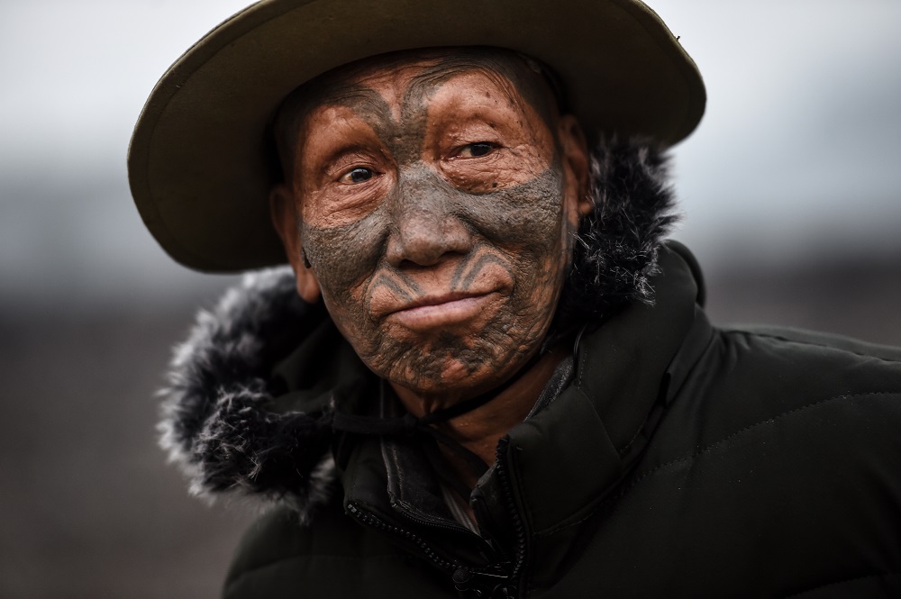 This photo taken on February 8, 2020 shows Houn Ngo Kaw, 75, a tattooed Konyak tribeman, at Longwa village in Sagaing region of Myanmar, wedged in a semi-autonomous zone near the Indian border. ― AFP pic