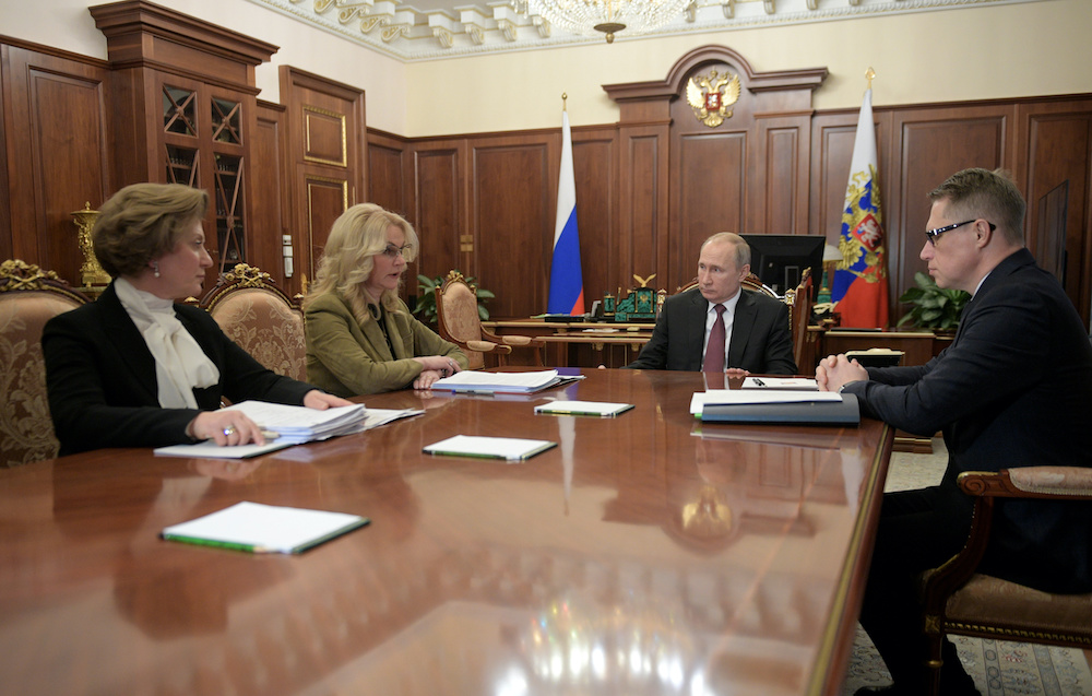 Russian President Vladimir Putin chairs a meeting on preventing the spread of coronavirus, in Moscow, Russia January 29, 2020. u00e2u20acu201d Reuters picnnn
