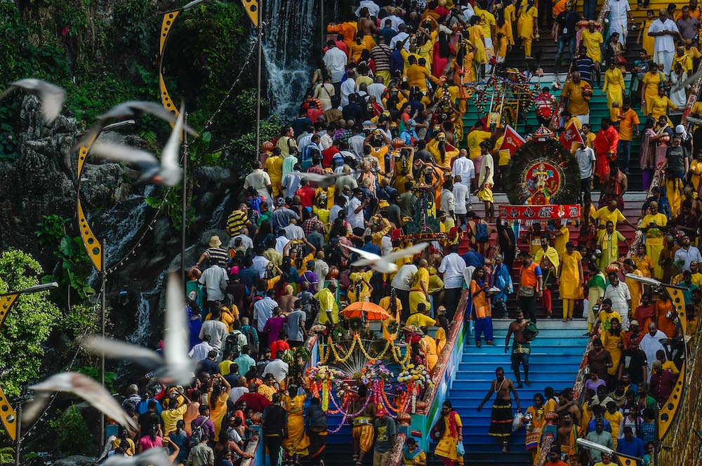 Hindu devotees walk up to the Batu Caves Temple during the Thaipusam Festival on February 8, 2020. u00e2u20acu201d Picture by Hari Anggara 