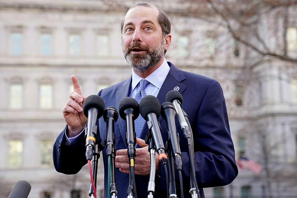 US Health Secretary Alex Azar speaks to reporters on the coronavirus outbreak outside the White House in Washington February 28, 2020. u00e2u20acu201d Reuters pic