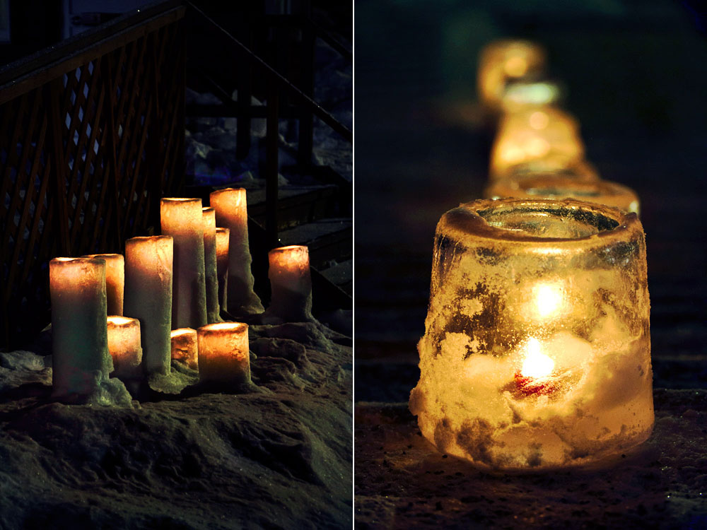 As night falls, the golden glow of the candles offers respite from the darkness.