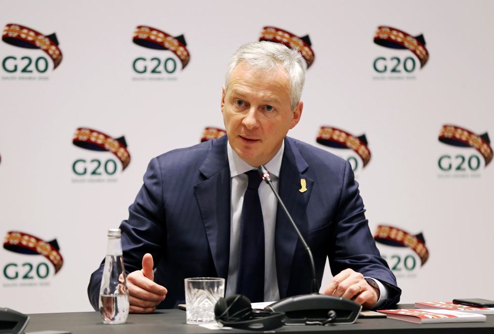 French Finance and Economy Minister Bruno Le Maire speaks during the G20 finance ministers and central bank governors meeting in Riyadh February 22, 2020. u00e2u20acu2022 Reuters pic