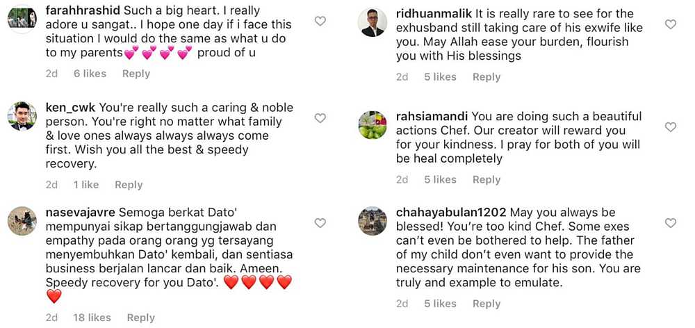 Social media users love how much Chef Wan still cares for his ex-wife. — Screengrab via Instagram/@_chefwan58