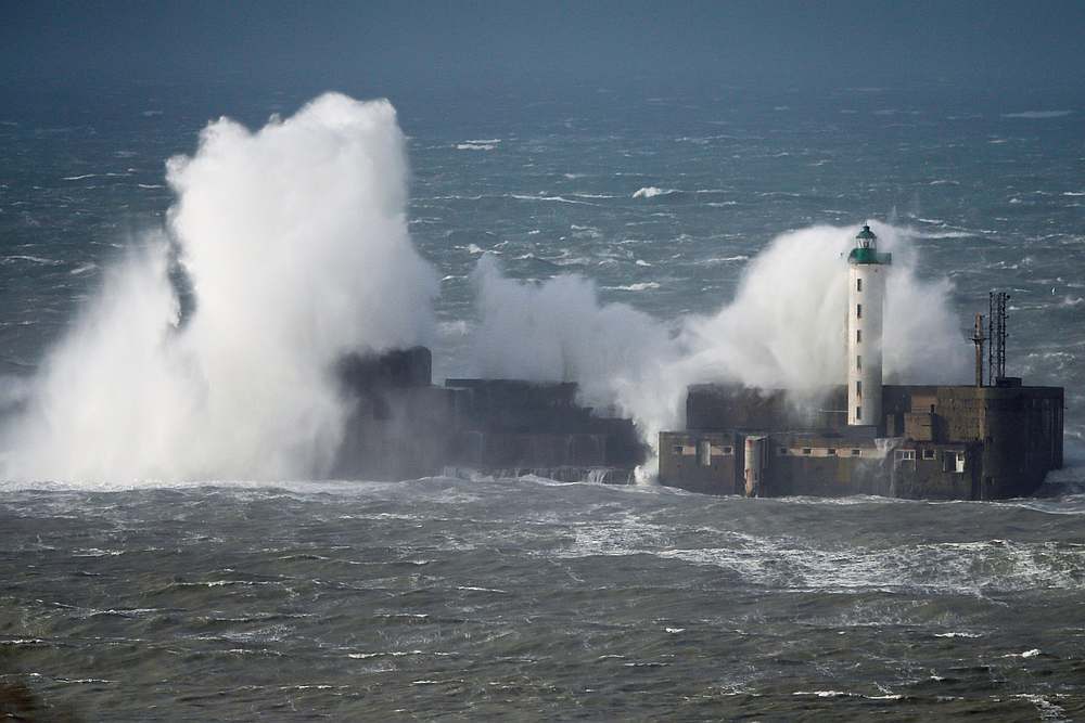 Waves crash against a lighthouse during Storm Ciara at Boulogne-sur-Mer, France February 10, 2020. u00e2u20acu201d Reuters pic