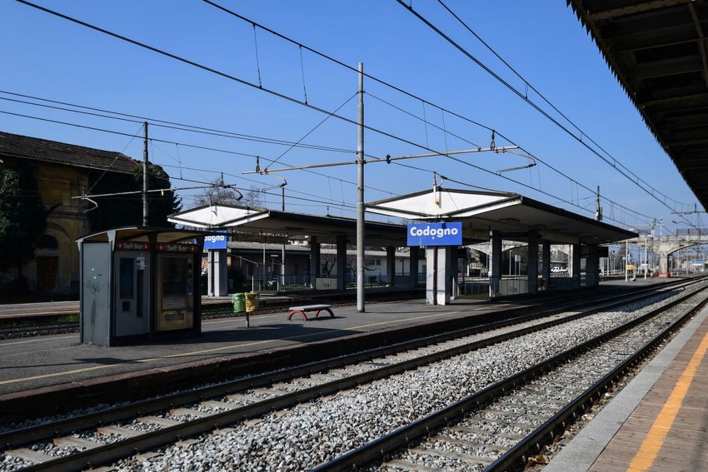 A general view shows the deserted railway station in Codogno, southeast of Milan, on February 22, 2020. Streets were deserted and residents warned to keep out of an emergency room while Codogno was placed under lockdown. u00e2u20acu201d AFP pic