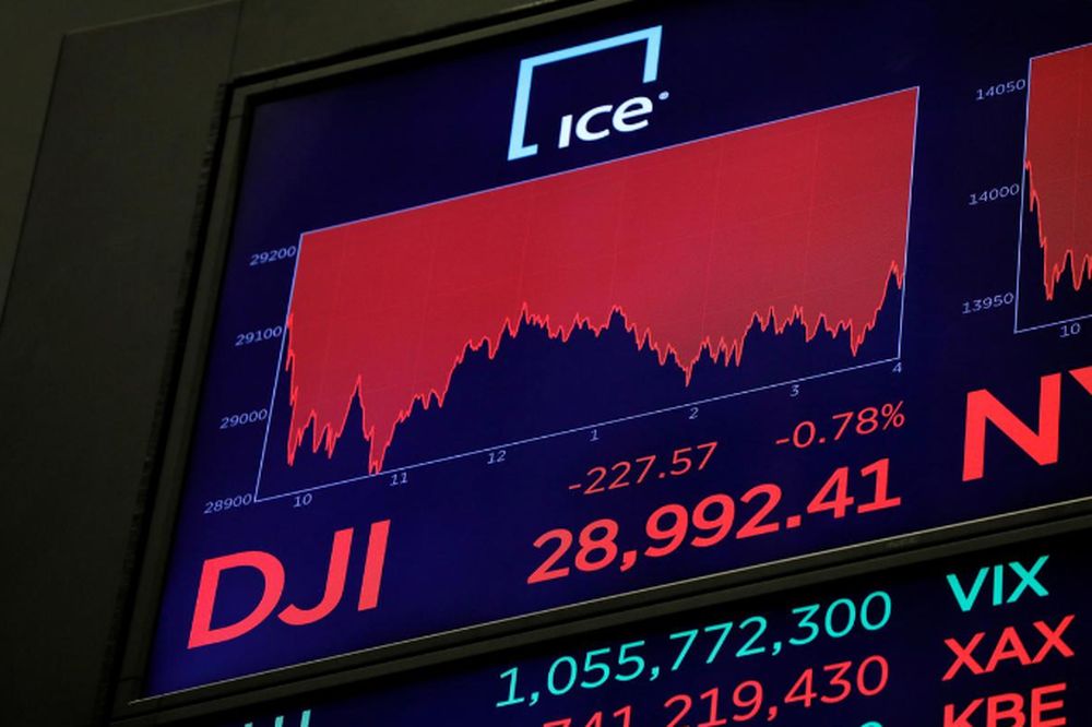 Numbers showing the state of the Dow Jones Industrial Average are displayed above the floor after the closing bell at the New York Stock Exchange (NYSE) in New York City, US, February 21, 2020. u00e2u20acu201d Reuters pic