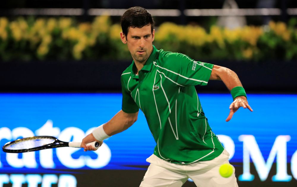 Serbia's Novak Djokovic in action during his match against Tunisia's Malek Jaziri in Dubai February 24, 2020. u00e2u20acu201d Reuters pic