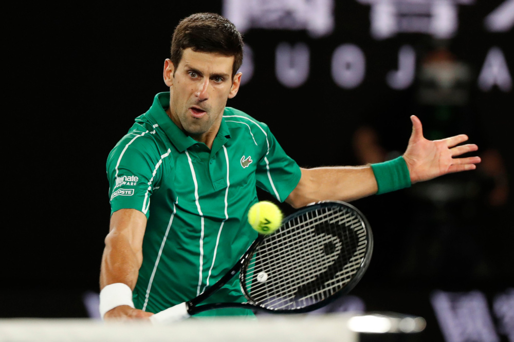 Serbiau00e2u20acu2122s Novak Djokovic in action during his match against Austriau00e2u20acu2122s Dominic Thiem in the Australian Open Menu00e2u20acu2122s Singles final at Melbourne Park, Australia February 2, 2020. u00e2u20acu201d Reuters pic  