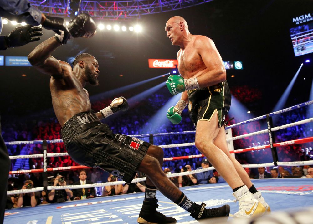 Tyson Fury knocks down Deontay Wilder during the fight in Las Vegas February 22, 2020. u00e2u20acu201d Reuters pic