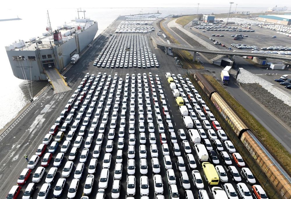Volkswagen export cars are seen in the port of Emden, beside the VW plant, Germany March 9, 2018. u00e2u20acu201d Reuters pic