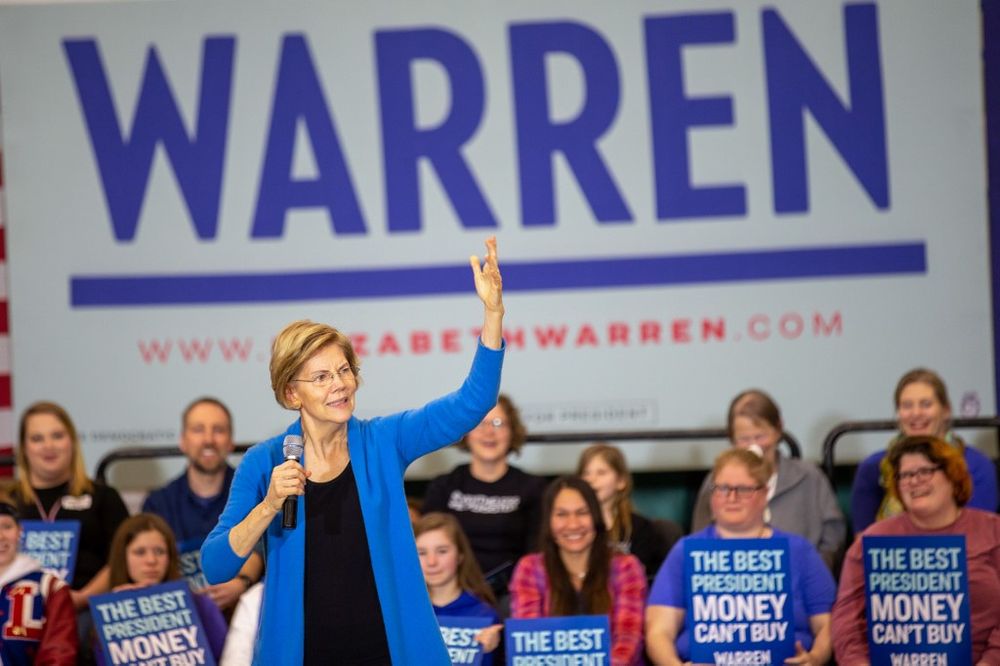 Democratic presidential candidate Senator from Massachusetts Elizabeth Warren speaks during a Get Out the Caucus Rally event in Iowa City, Iowa on February 1, 2020. u00e2u20acu201d AFP pic
