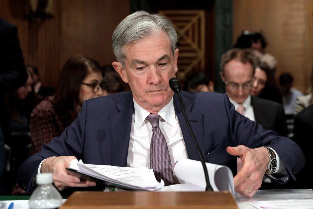Federal Reserve Board Chairman Jerome Powell leaves after a Senate Banking Committee hearing on The Semiannual Monetary Policy Report to the Congress on Capitol Hill in Washington February 12, 2020. u00e2u20acu2022 Reuters pic