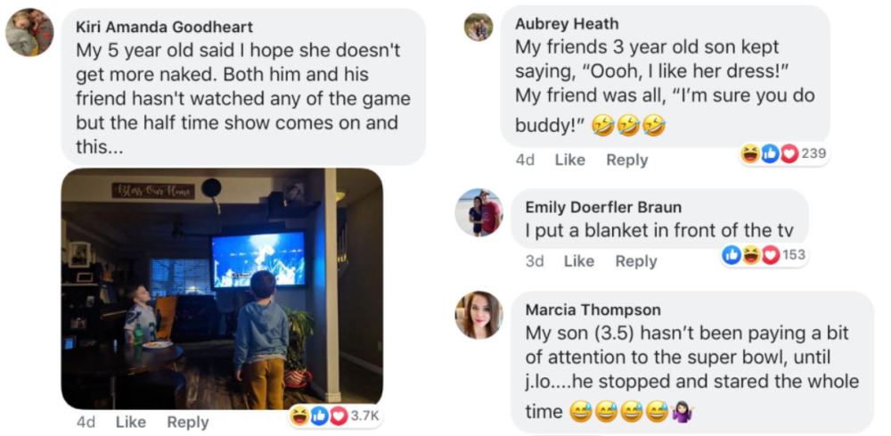 Social media users share some of their awkward moments watching the halftime show with their kids. ― Screengrab via Facebook/That’s Inappropriate