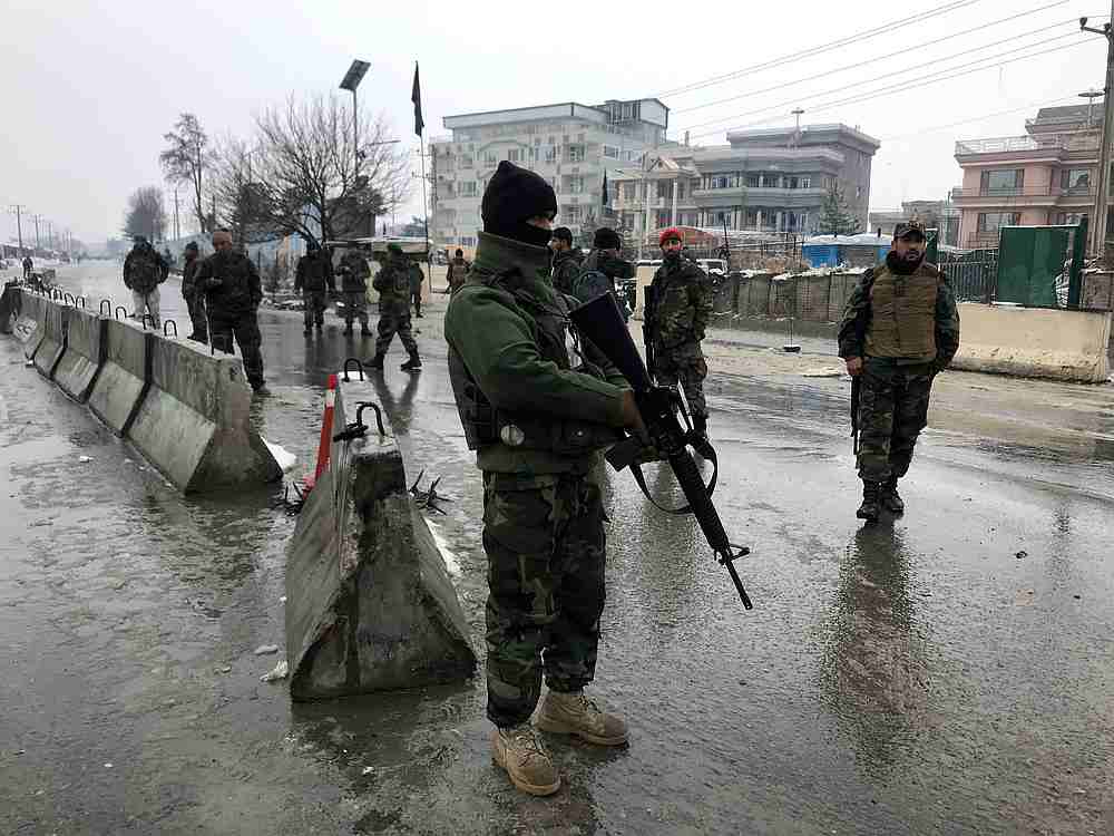 Afghan security forces keep watch at the site of a blast in Kabul, Afghanistan February 11, 2020. u00e2u20acu201d Reuters pic